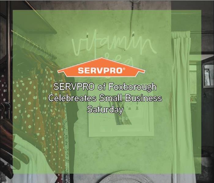 Shop in background with green overlay with SERVPRO logo